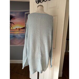 Oversized blue knit sweater on/off the shoulder fits M/L